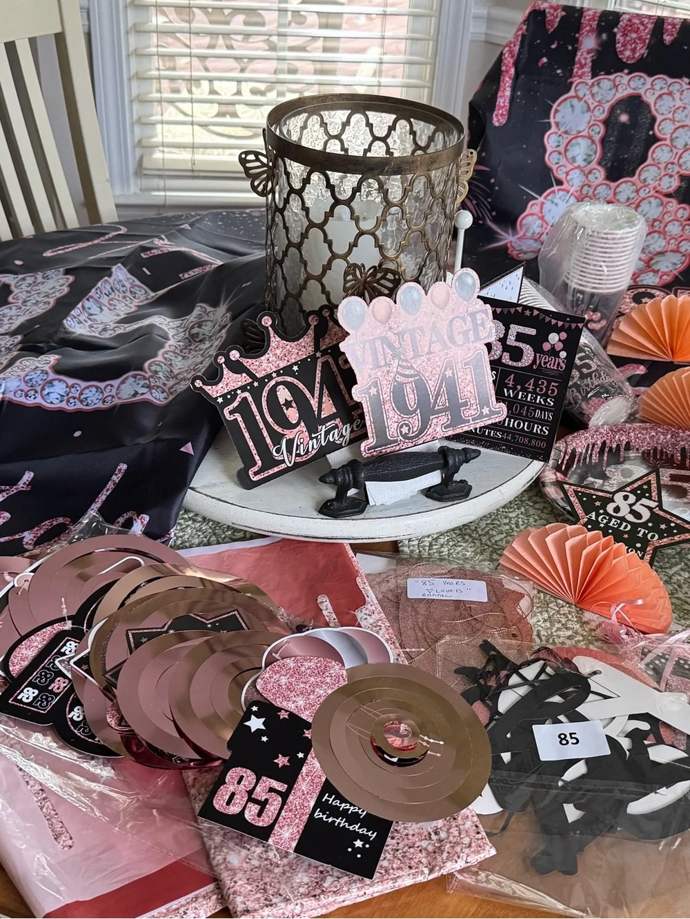 85th Birthday Pink and Rose Gold Party Decorations - 85th Birthday Set!